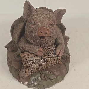 Vintage 1998 Tim Wolfe Sculpture Figurine Harley Pig Under A Blanket Mouse 8x5x5